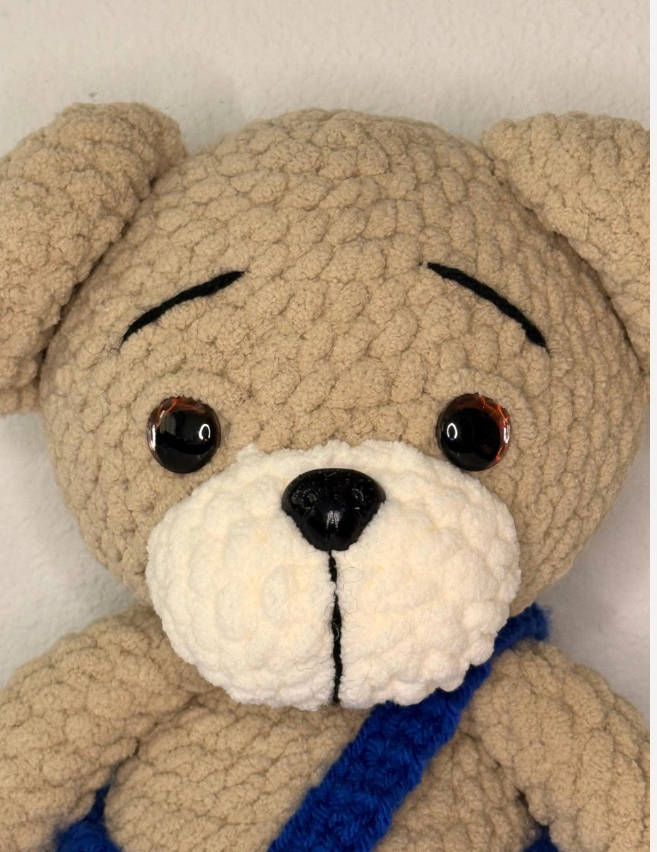 Handmade Crochet Plush Bear with Overalls